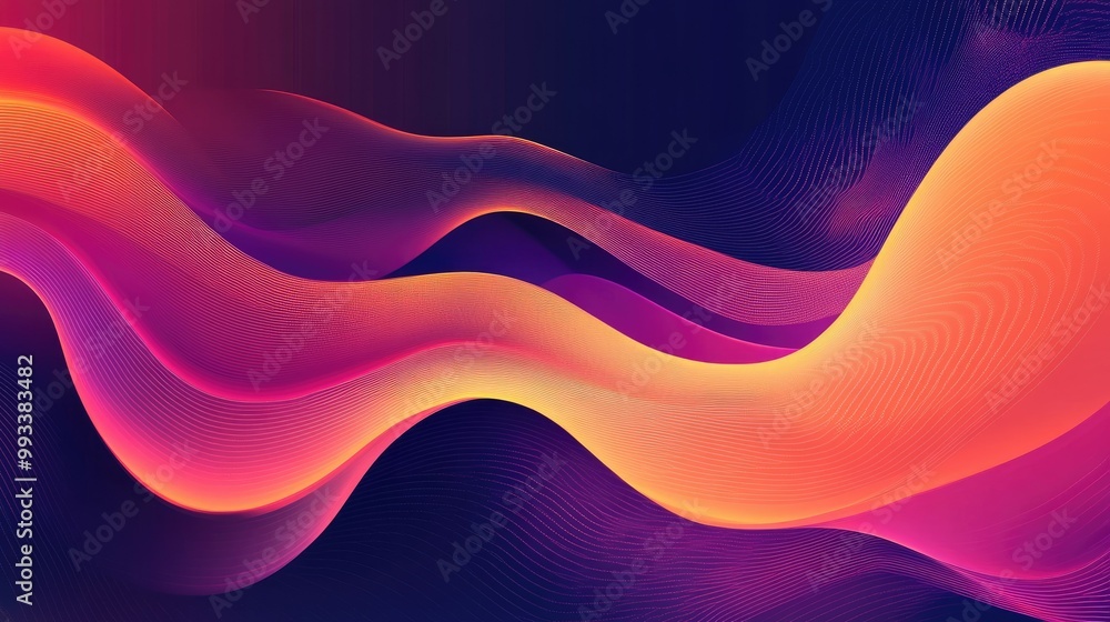 Aufkleber Abstract wave pattern with gradient hues, space for text in the smooth curves of the design