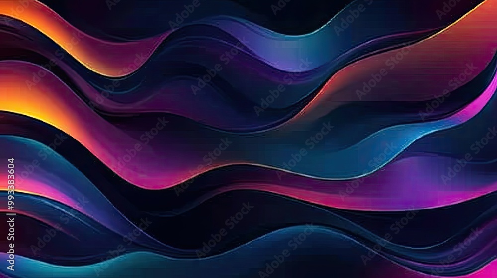 Aufkleber Abstract wave pattern with gradient hues, space for text in the smooth curves of the design