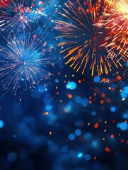 Obraz premium Vibrant Blue Background with Dazzling Fireworks
