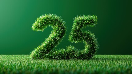 Fototapeta premium Green Grass Number 25 for New Year Celebration