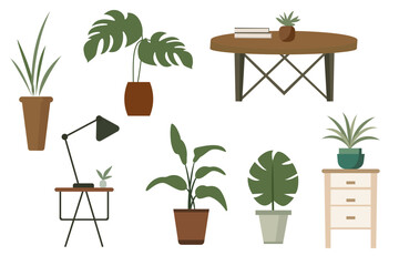 A set of flowerpots in large markets or on the table.