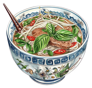 Naklejki PNG Traditional Vietnamese Pho illustration