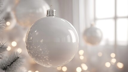 White Christmas ornament with soft background