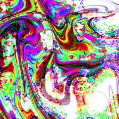 Abstract colorful wavy groovy psychedelic background. Grunge retro psychedelic background