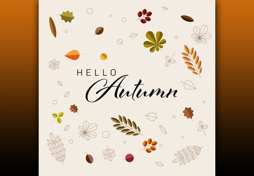Autumn leafs sale post banner flyer social media  layout template