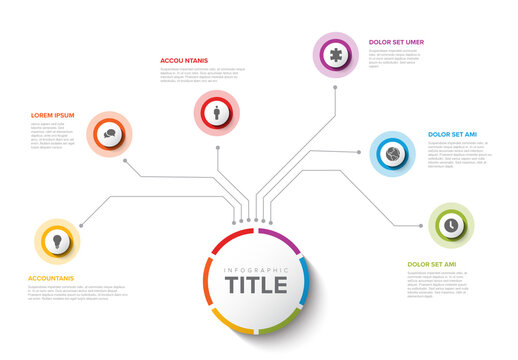 Colorful vertical circular Infographic Design Template with six element and title on big circle