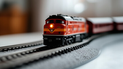 miniature train set locomotive on the rails