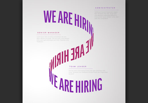 We are hiring minimalistic flyer template - light version with 3d text message