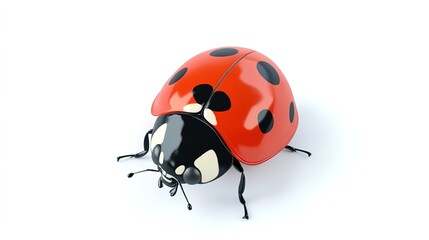 A charming cartoon-style illustration of a ladybug against a clean white background. This full-view image showcases the ladybug's distinct red shell adorned with black spots