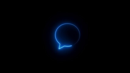 Neon chat message icon chat speech bubble, social media message.