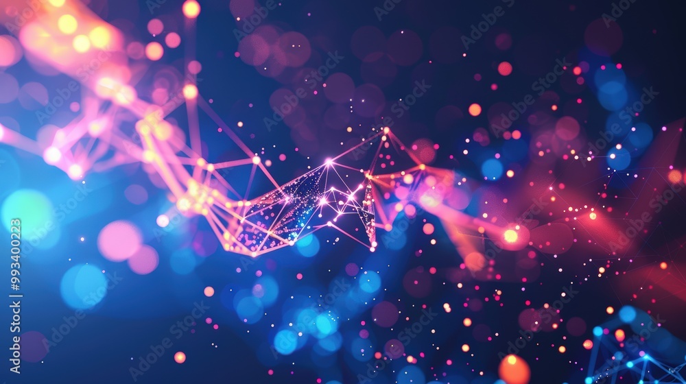 Poster abstract digital futuristic background featuring network lines and technology illustrations, highlig