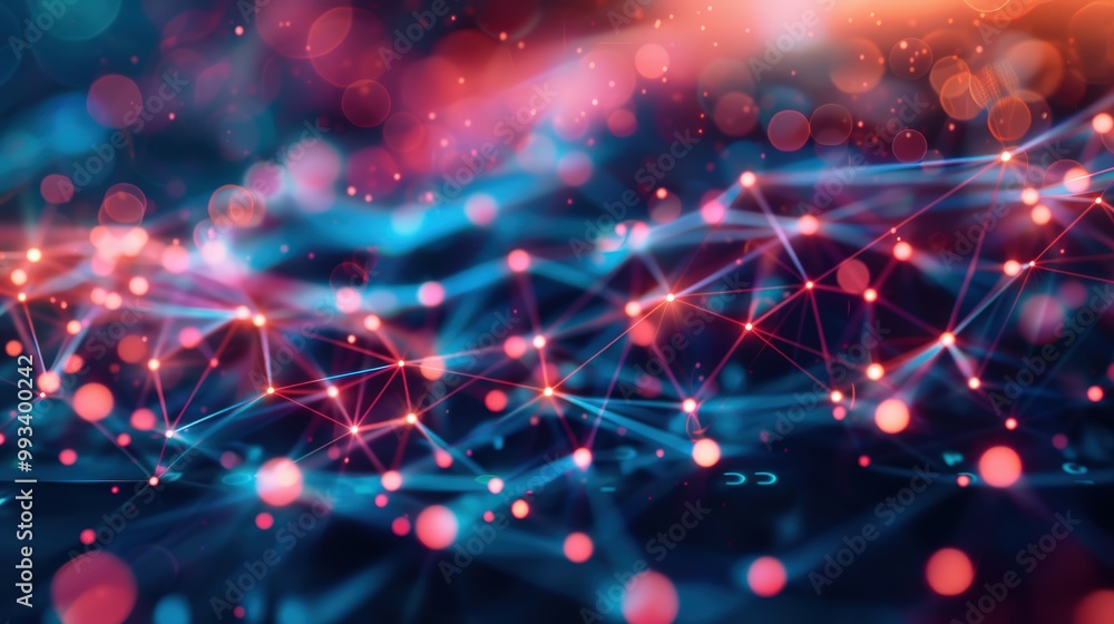 Poster abstract digital futuristic background featuring network lines and technology illustrations, highlig