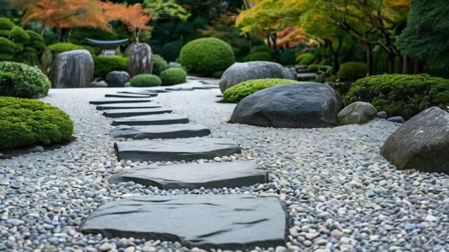 stone path in garden