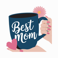 A vector illustration of a large blue mug-with white background