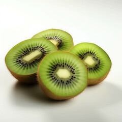 Vibrant Sliced Kiwi Showing Green Flesh and Black Seeds