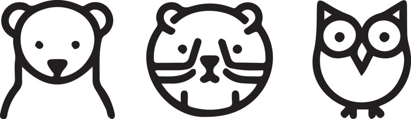 Set animal icons line style vector