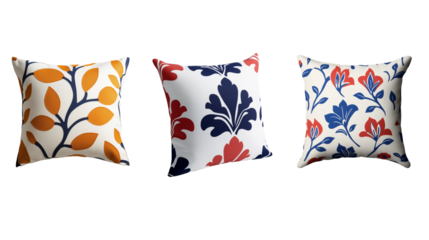 Decorative throw pillow cushion with pattern isolated on transparent background