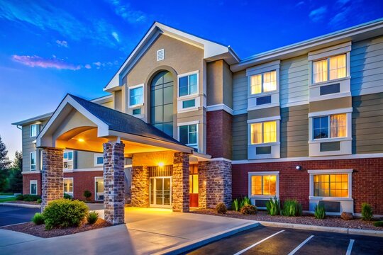 Modern hotel exterior of Candlewood Suites in Bemidji, Minnesota featuring inviting entrance and design