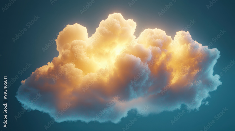 Wall mural soft and luminous 3d cloud model glowing with gentle light, creating serene and dreamy atmosphere. t