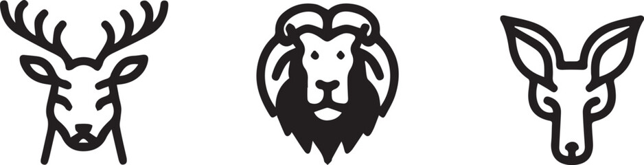 Set animal icons line style vector