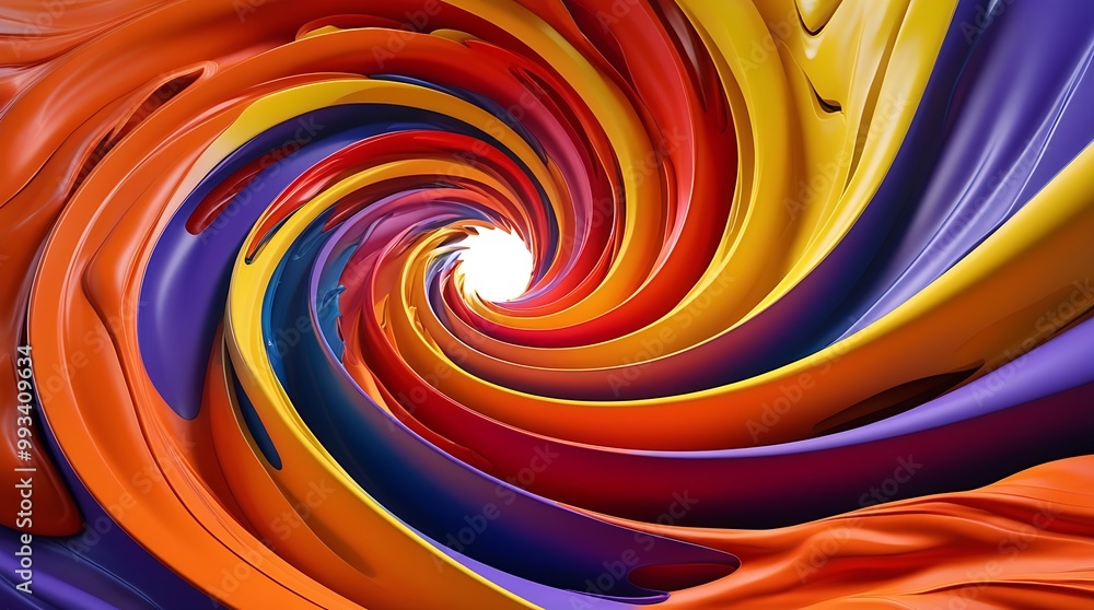 Poster dynamic abstract design featuring a colorful spiral with smooth gradients and a three-dimensional ef