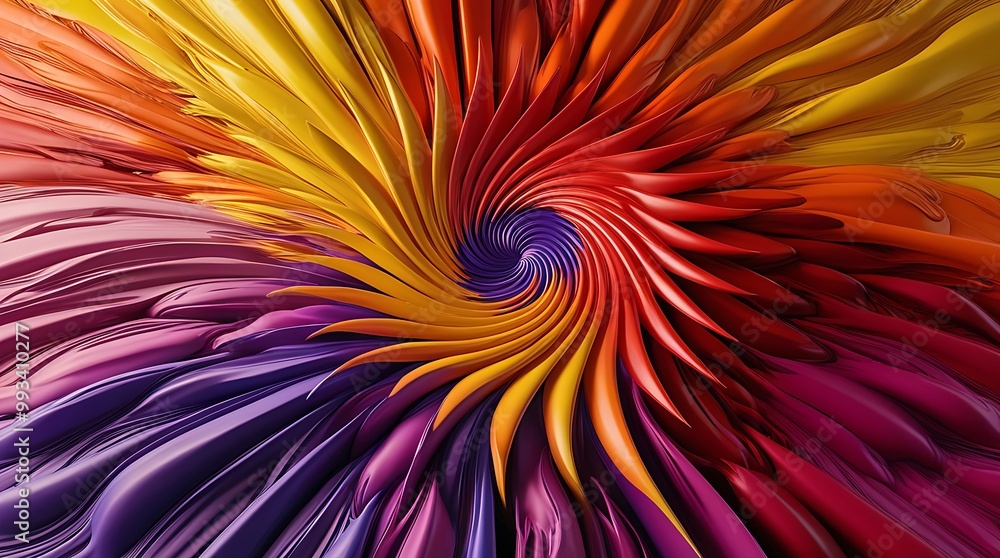 Poster dynamic abstract design featuring a colorful spiral with smooth gradients and a three-dimensional ef