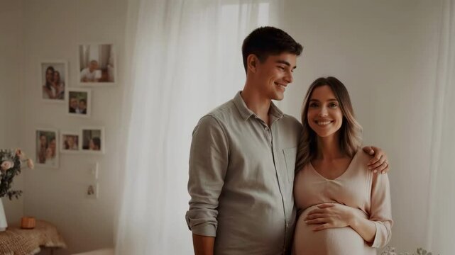 Family Bliss, Smiling Pregnant Father and mother Exemplifying the Beauty of Human Relationships
