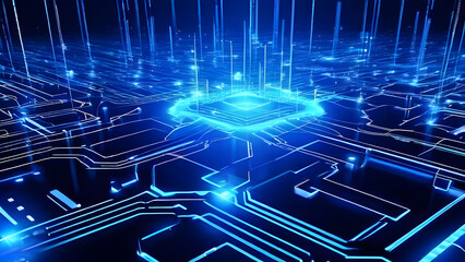 Obraz premium 3D rendering of an abstract electrical design made of lines and planes.