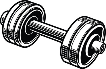 Vector hand drawn silhouette of curved dumbbell isolated on white background. 