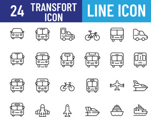 transportation icon vector art set, editable icon set, bus, airline, cycle, boat and more 