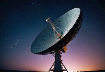 A large satellite dish in space, with the Earth and stars visible in the background