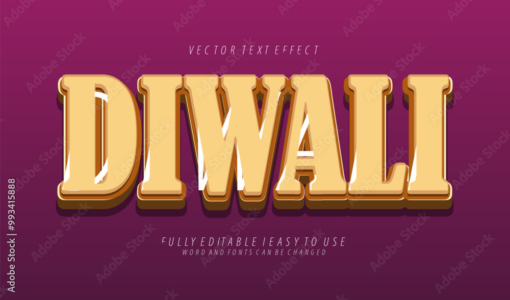 Wall mural 3d editable diwali text effect graphic style template