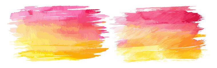 Gradient watercolor brushstrokes vector illustration forming from hot pink to yellow, vibrant watercolor art, colorful brushstroke design, artistic gradient background