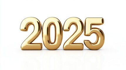 Golden Glitter 2025 for Happy New Year Celebration on White Background