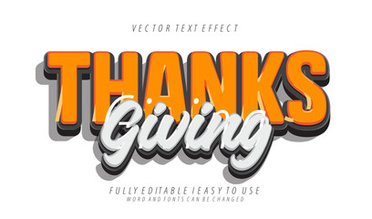 3d editable thanksgiving tetx effect graphic style template
