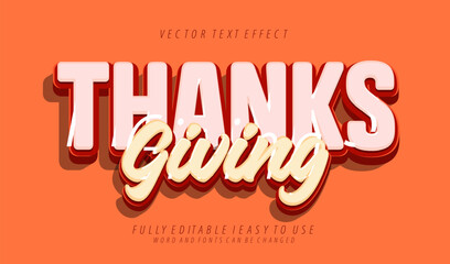 3d editable thanksgiving tetx effect graphic style template