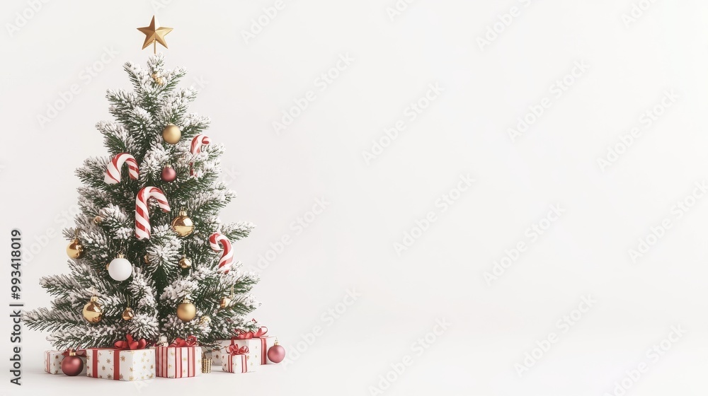 Poster 3d rendering of christmas background with christmas tree.