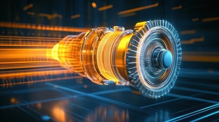 Futuristic Abstract Engine with Dynamic Light Effects