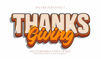 3d editable thanksgiving tetx effect graphic style template