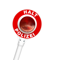 Polizeikelle mit Aufschrift "Halt Polizei", freigestellt als PNG, (Symbolbild)