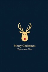 Minimalist Merry Christmas and Happy New Year with reindeer icon