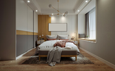 Obraz premium 3d render of modern hotel room