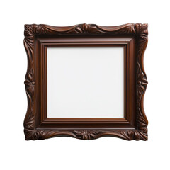 antique wooden empty photo frame isolated on transparent background