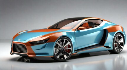 silver sports car isolated on black