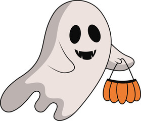 cute halloween ghost illustration design, flat halloween ghost element vector template collection
