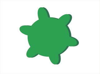 a green virus with a shadow on a white background