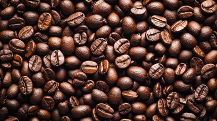 Fototapeta premium Close-Up of Coffee Beans Symbolizing Richness and Quality in Beverage Preparation