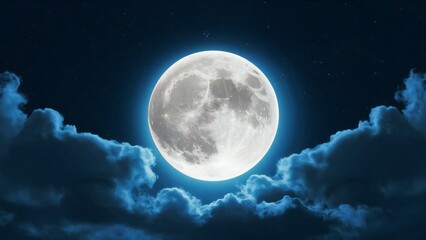 full moon over blue sky