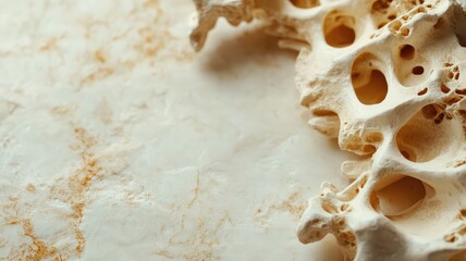Close-up of coral structure with intricate holes and beige patterns
