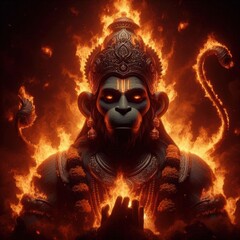 Fototapeta premium Hanuman Jayanti | Fire Hanuman 